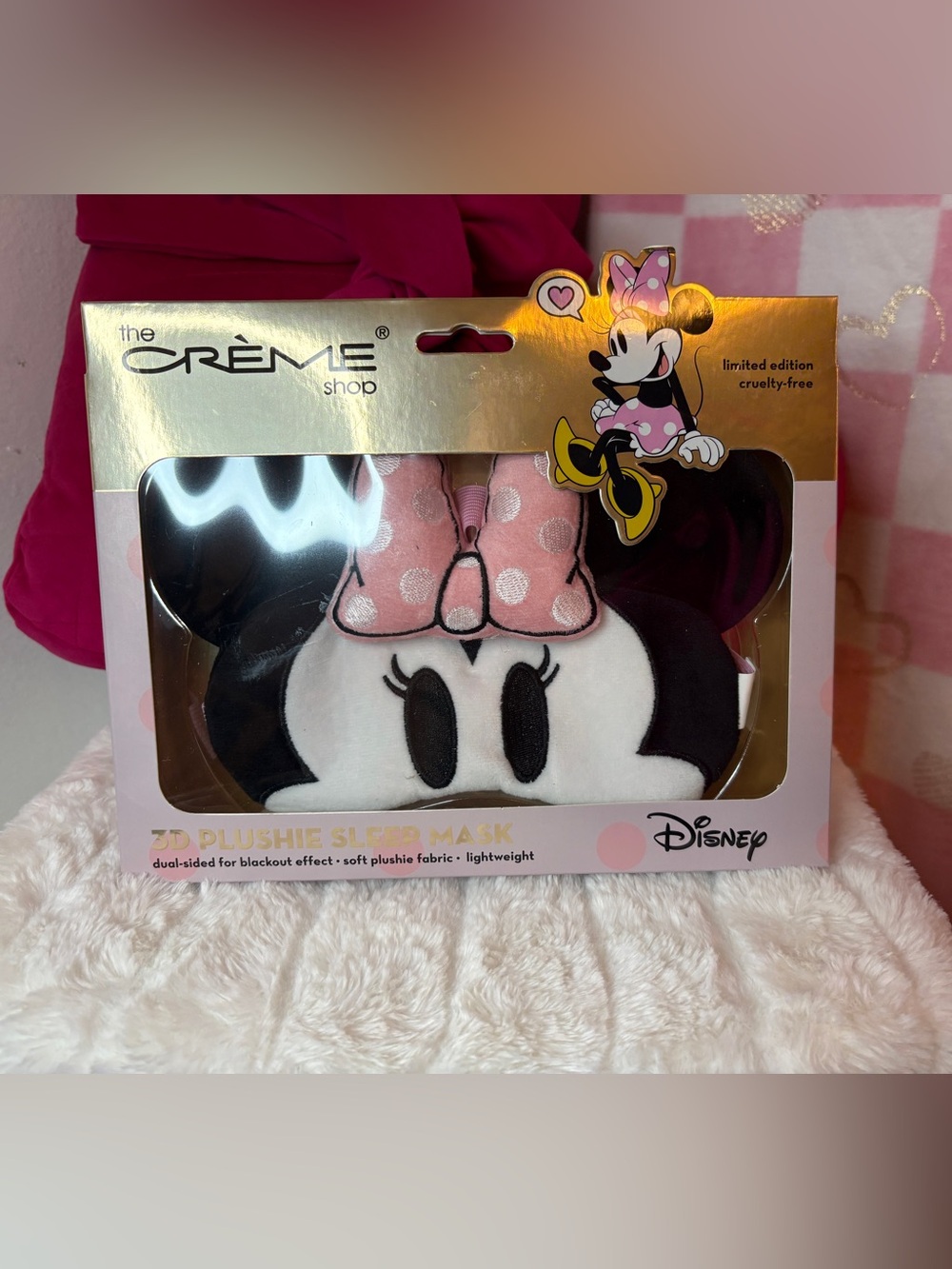 Disney Minnie Mouse Plush Sleep Mask - Pink, Black, White